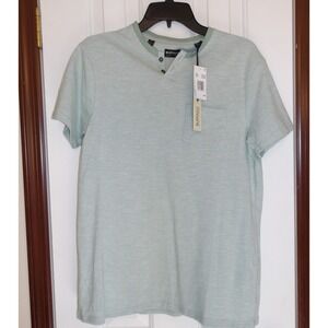 Buffalo David Bitton Henley T-Shirt Short Sleeve‎ Casual Top Granite Green S
